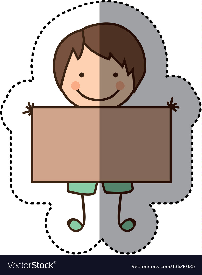 Sticker Colorful Caricature Boy With Straight Hair