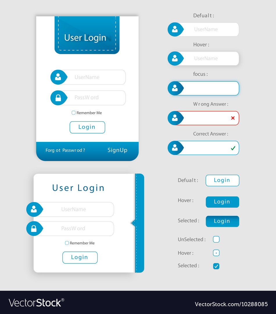 User Login Form Ui User Interface Royalty Free Vector