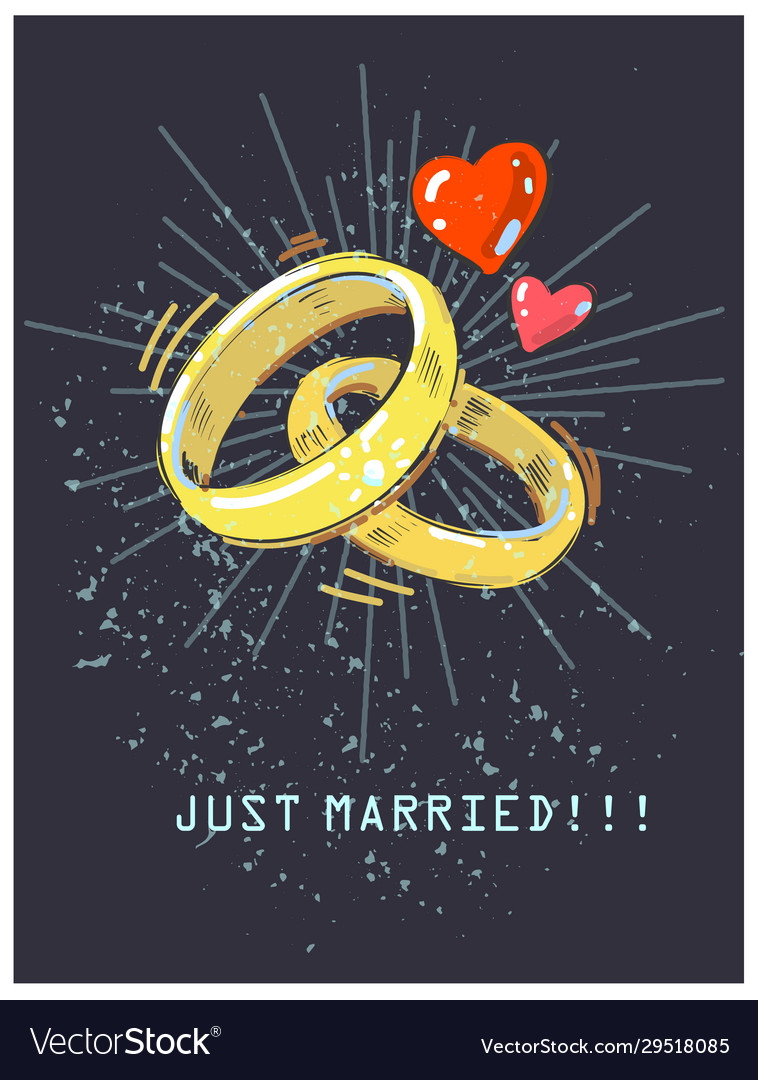 Hochzeitsringe und rote Herzen glänzend auf dunkle vector image Hochzeitsringe und rote Herzen glänzend auf dunkle