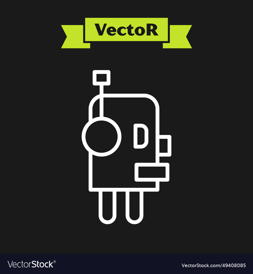 White line robot icon isolated on black