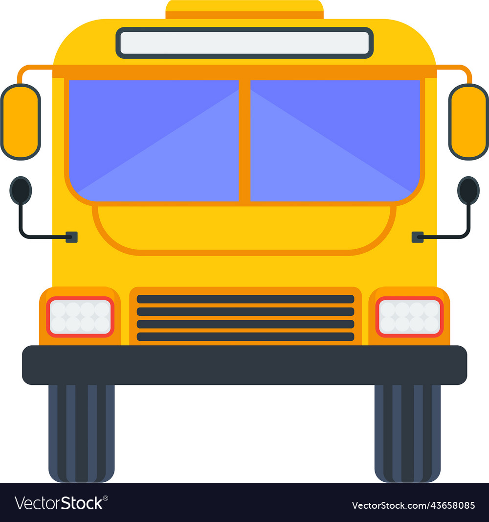 Yellow school bus front view transporting Vector Image Yellow school bus front view transporting