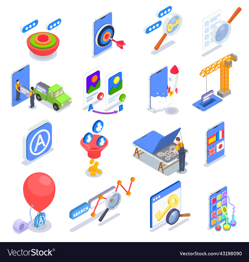Application store optimization set Royalty Free Vector Image