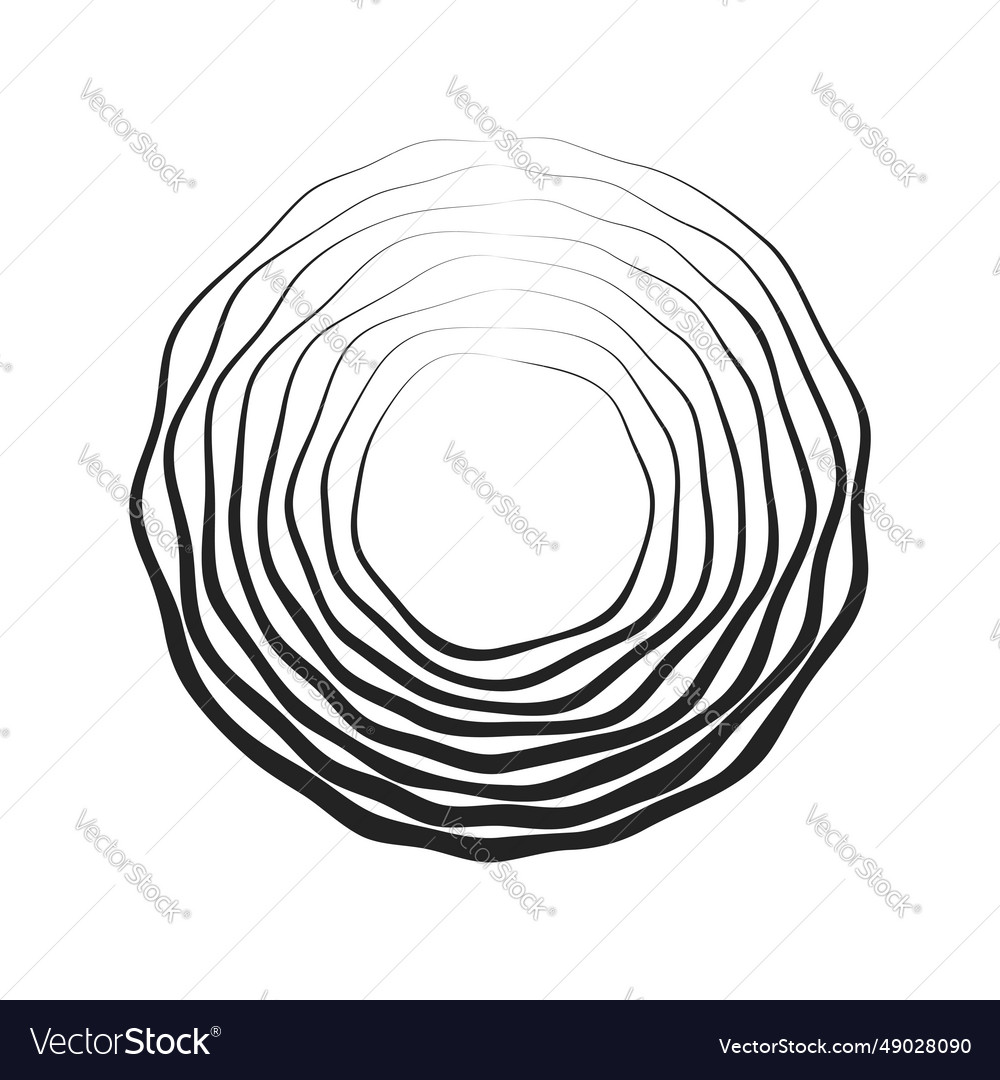 Black concentric wavy lines that makes a rounded