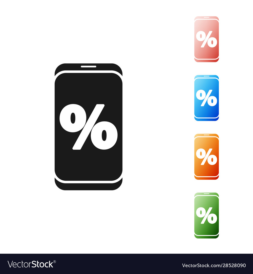 Black percent symbol discount and mobile phone