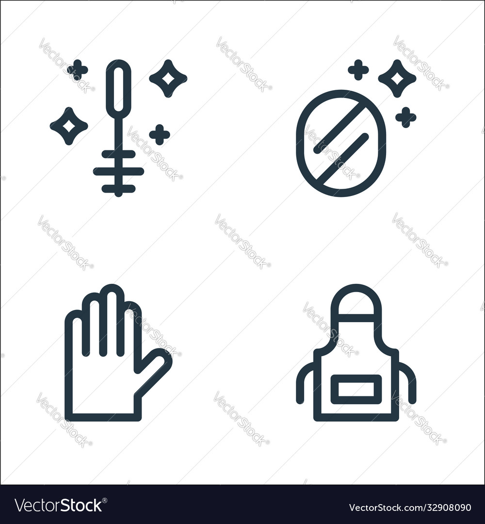 Cleaning line icons linear set quality vector image Cleaning line icons linear set quality