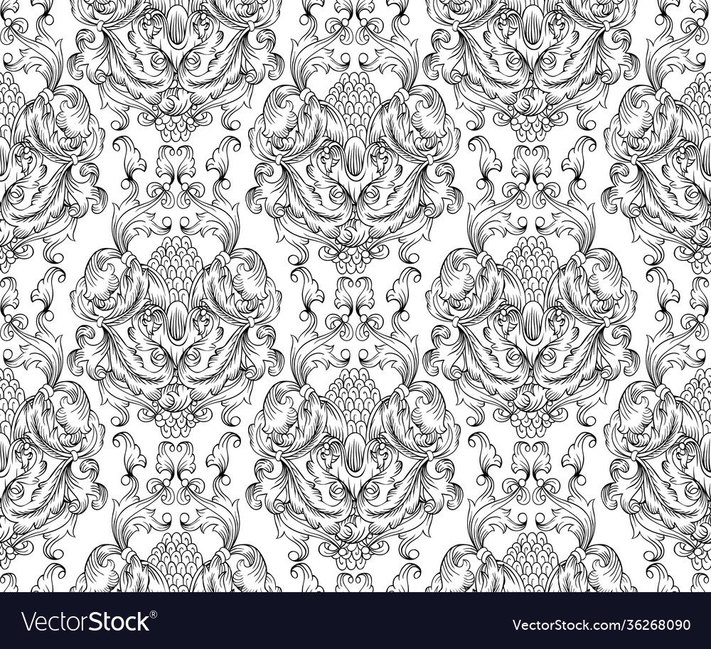 Damask nahtlose Muster hand gezogen Ornament vector image Damask nahtlose Muster hand gezogen Ornament