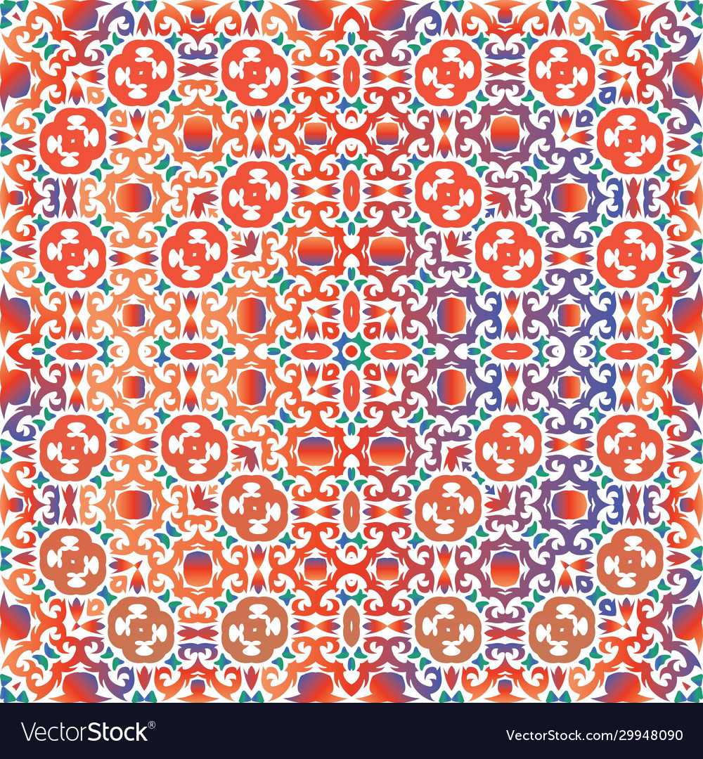 Decorative colored patterns in ceramic ethnic tile