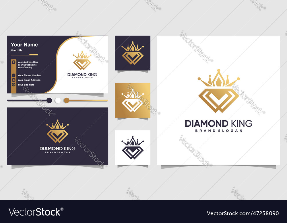 Diamond logo design with crown element concept