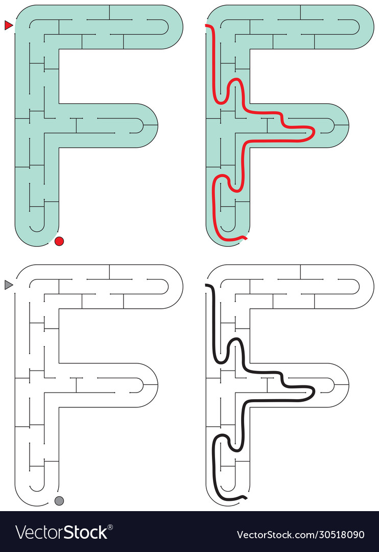 Easy alphabet maze - letter f