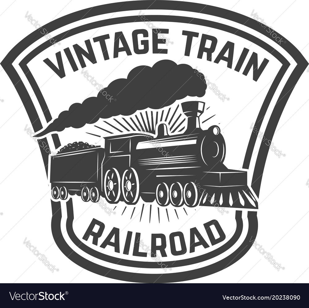 Emblem template with retro train rail road Vector Image