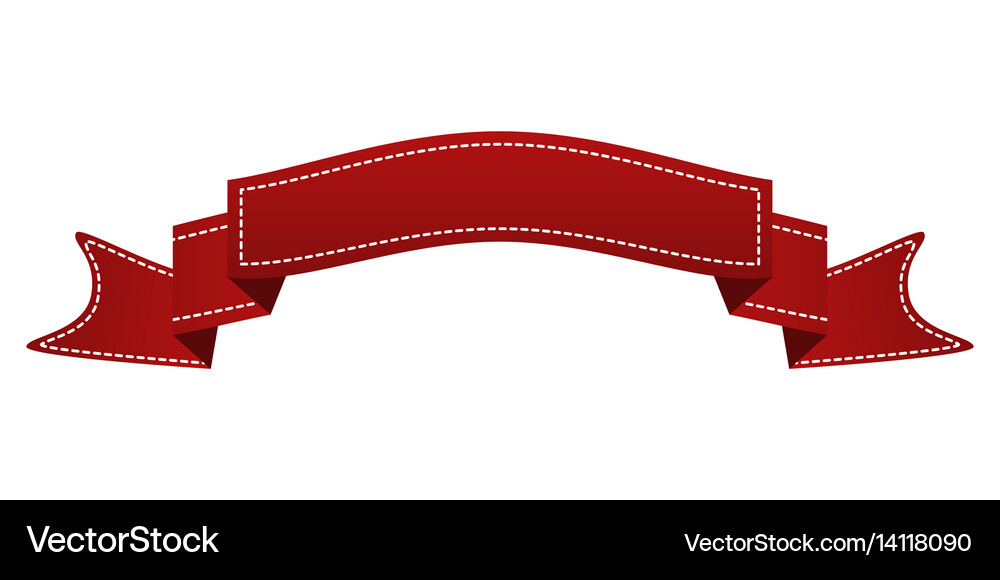 Embroidered red ribbon isolated on white can Vector Image