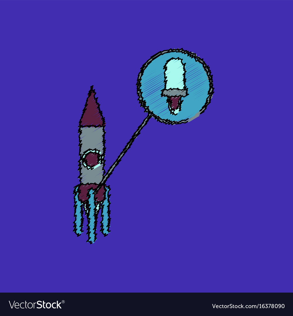 Flat icon design collection rocket and engine