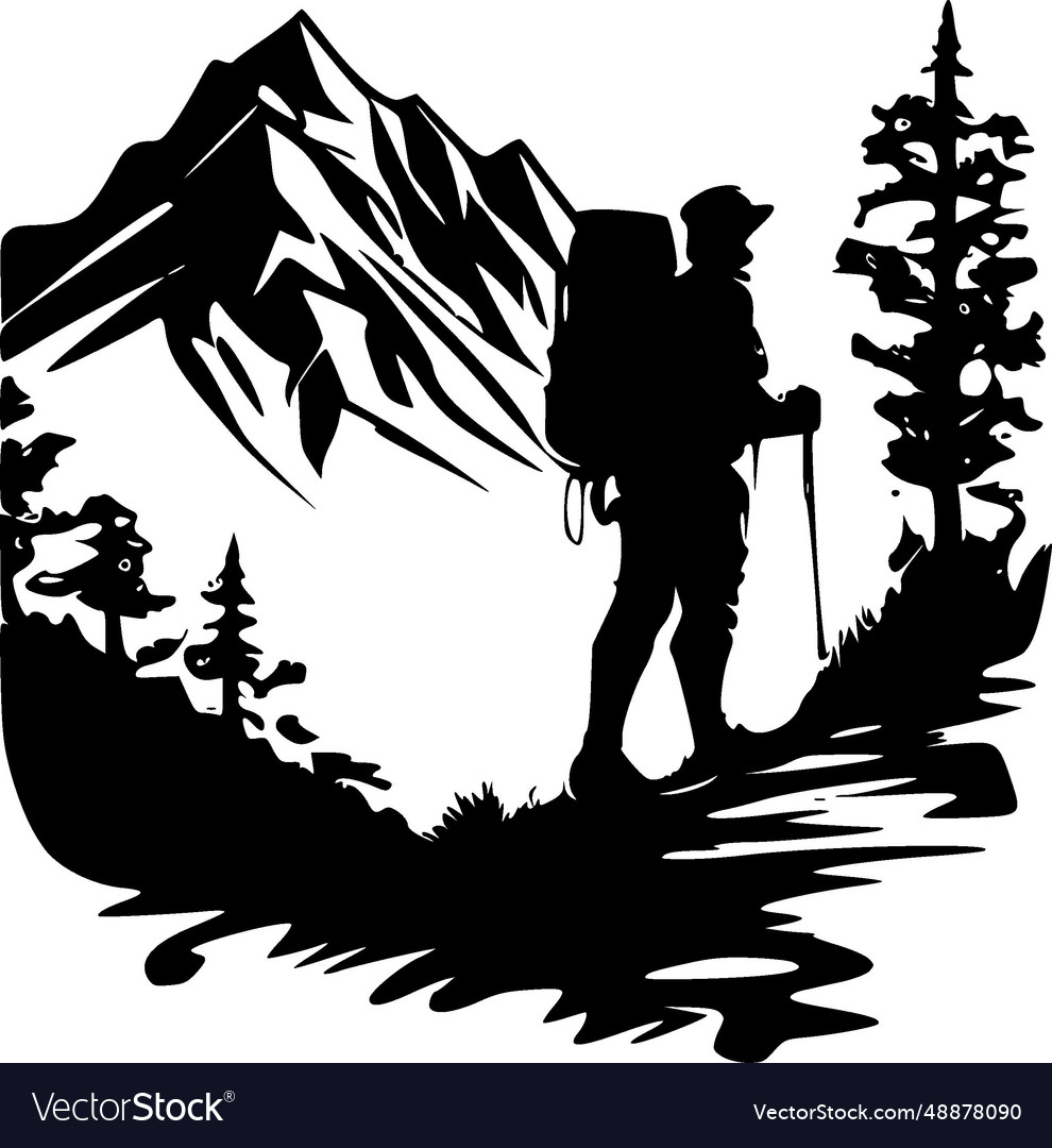 Hiking - minimalist and simple silhouette