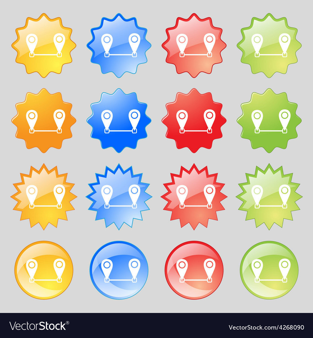 Map pointer icon sign big set of 16 colorful