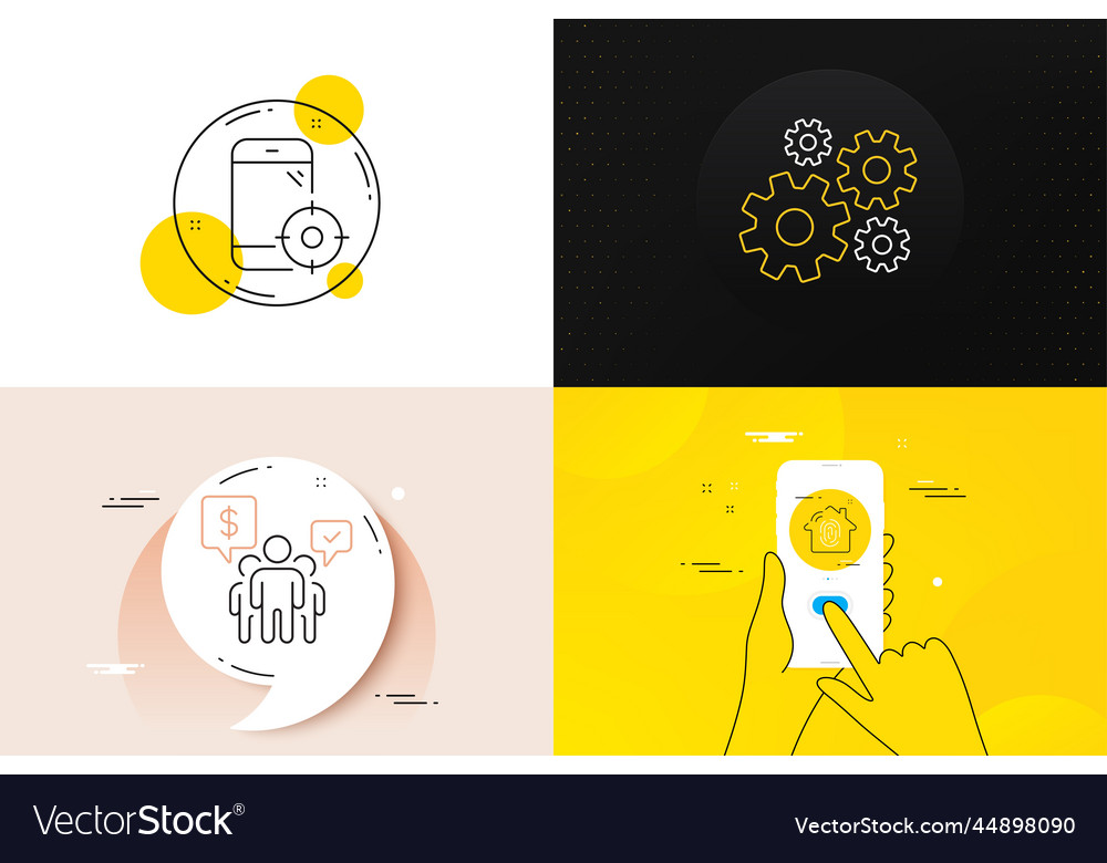 Minimal set of teamwork cogwheel and fingerprint