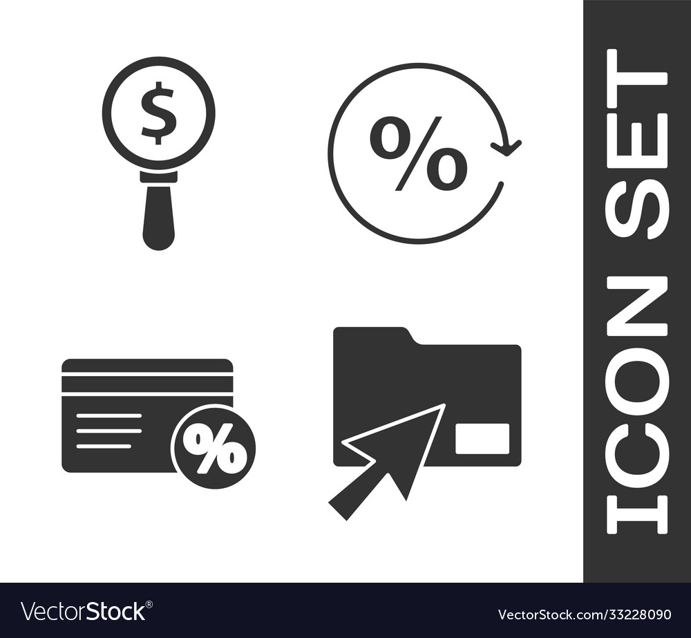 Set cursor click document folder magnifying glass vector image Set cursor click document folder magnifying glass