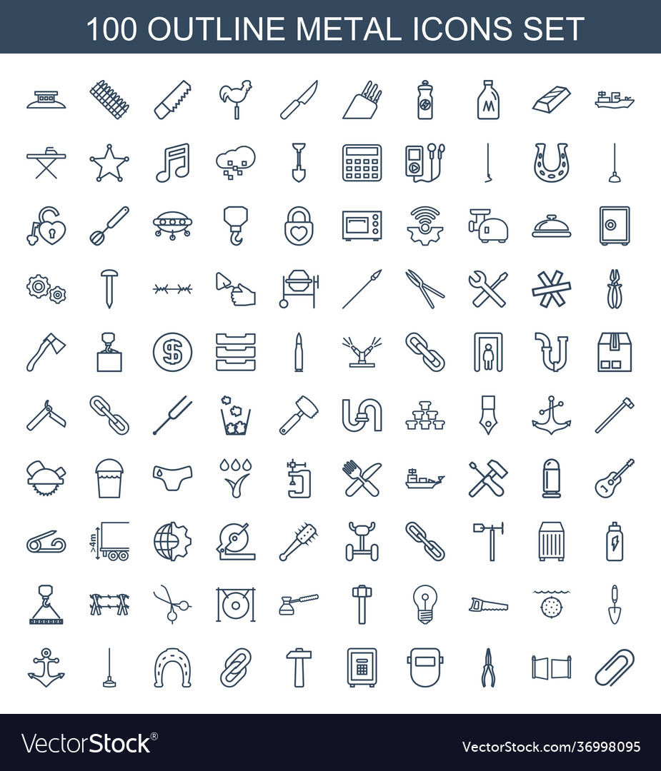 100 metal icons Royalty Free Vector Image - VectorStock