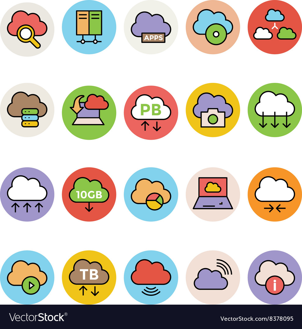 Cloud computing colored icons 3