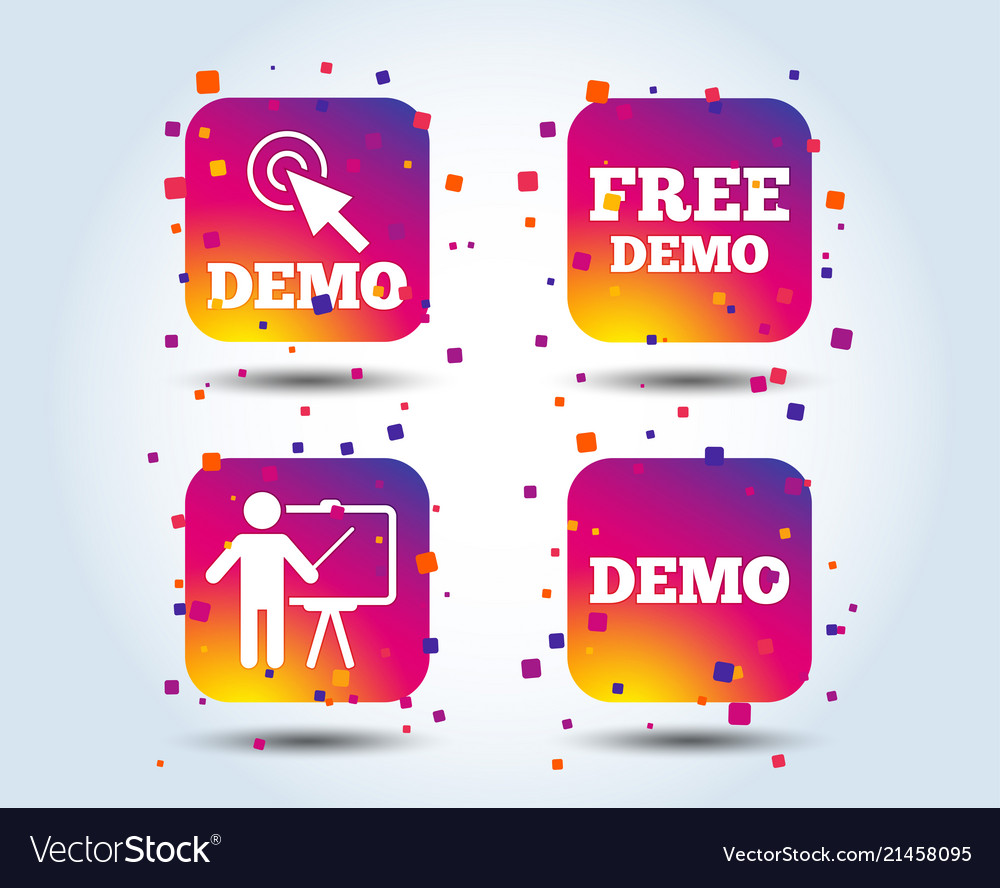 Demo with cursor icon presentation billboard vector image Demo with cursor icon presentation billboard