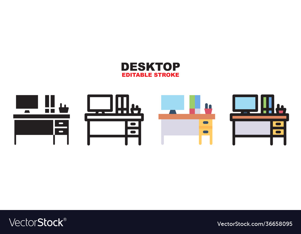 Desktop icon set with different styles editable