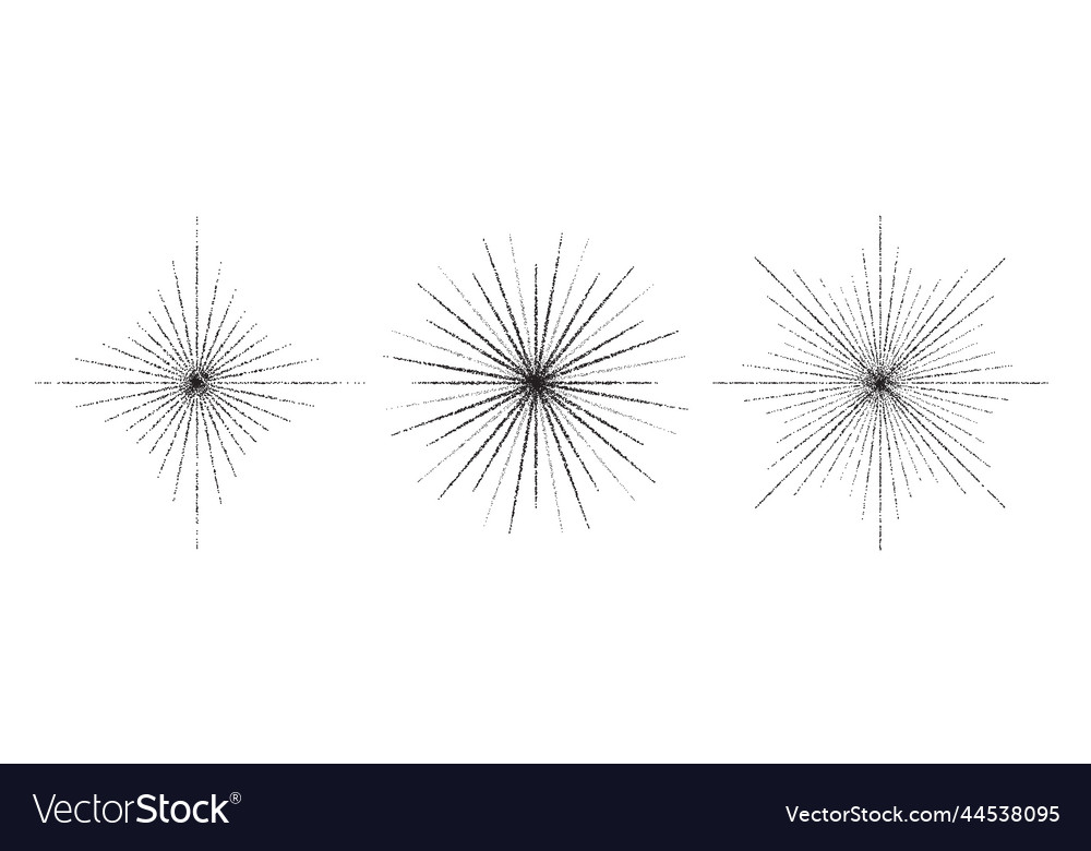 Dotted grain star with beams set black stippled Vector Image