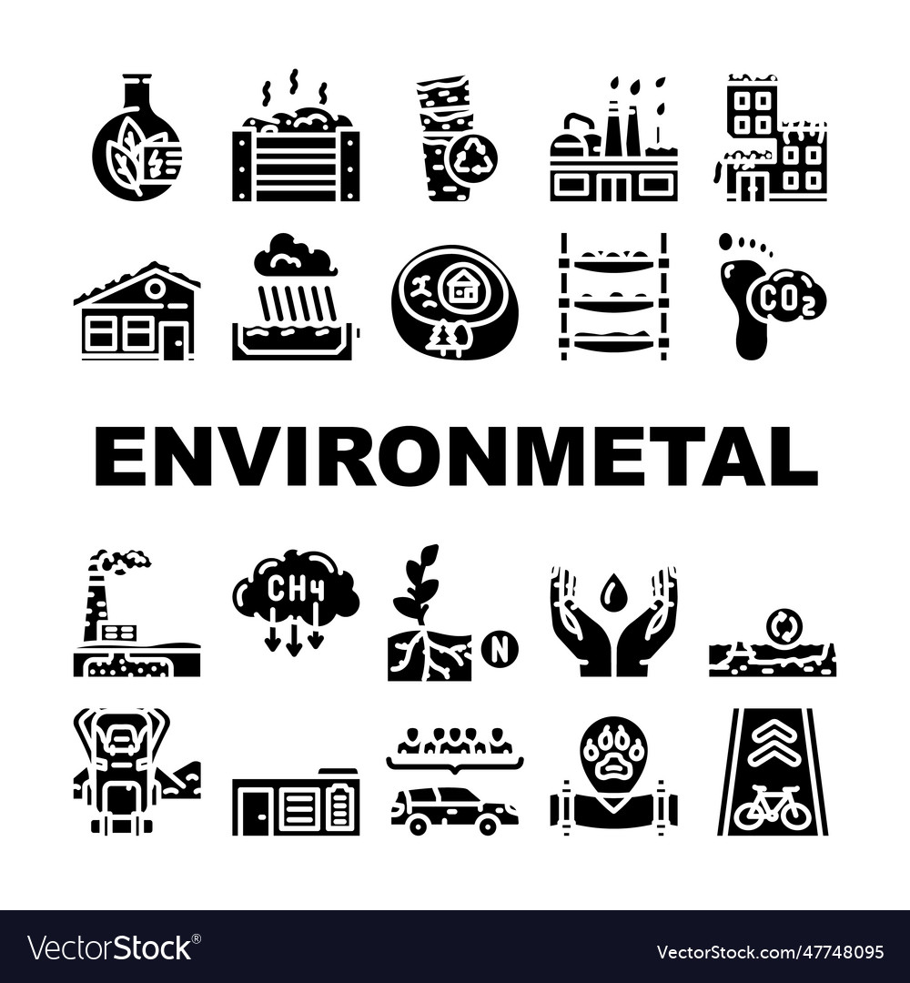 Engineer environmental technology icons set Vector Image