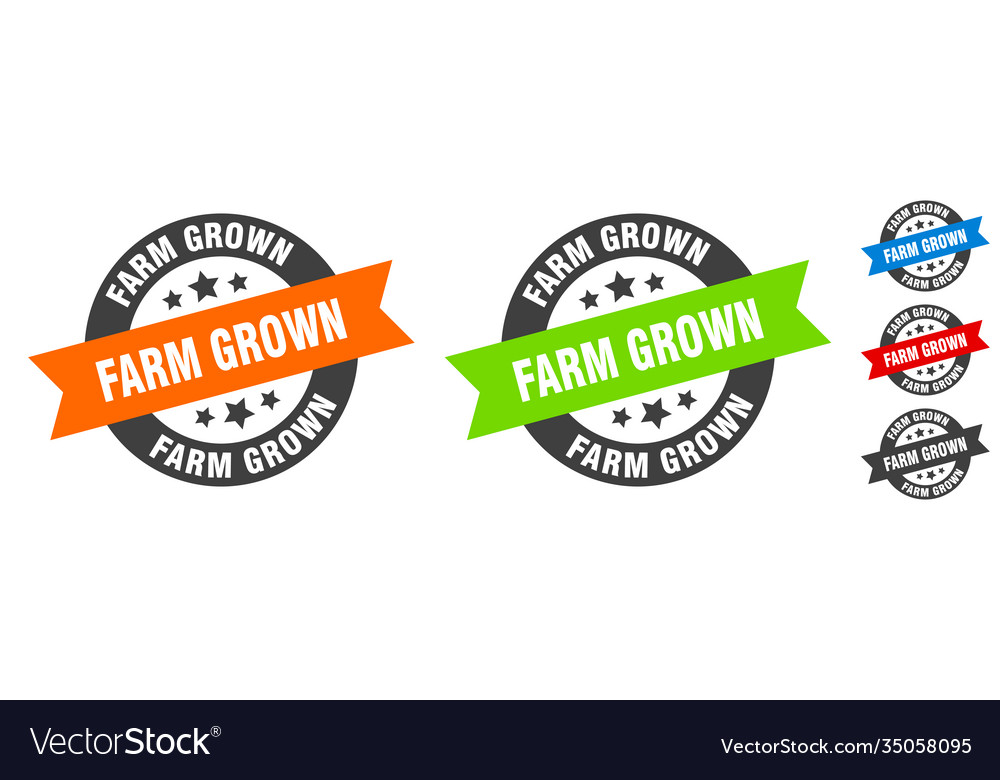 Farm grown stamp round ribbon sticker