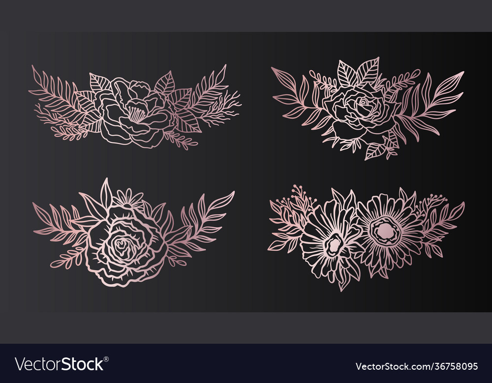 Floral border arrangement elegantink line style