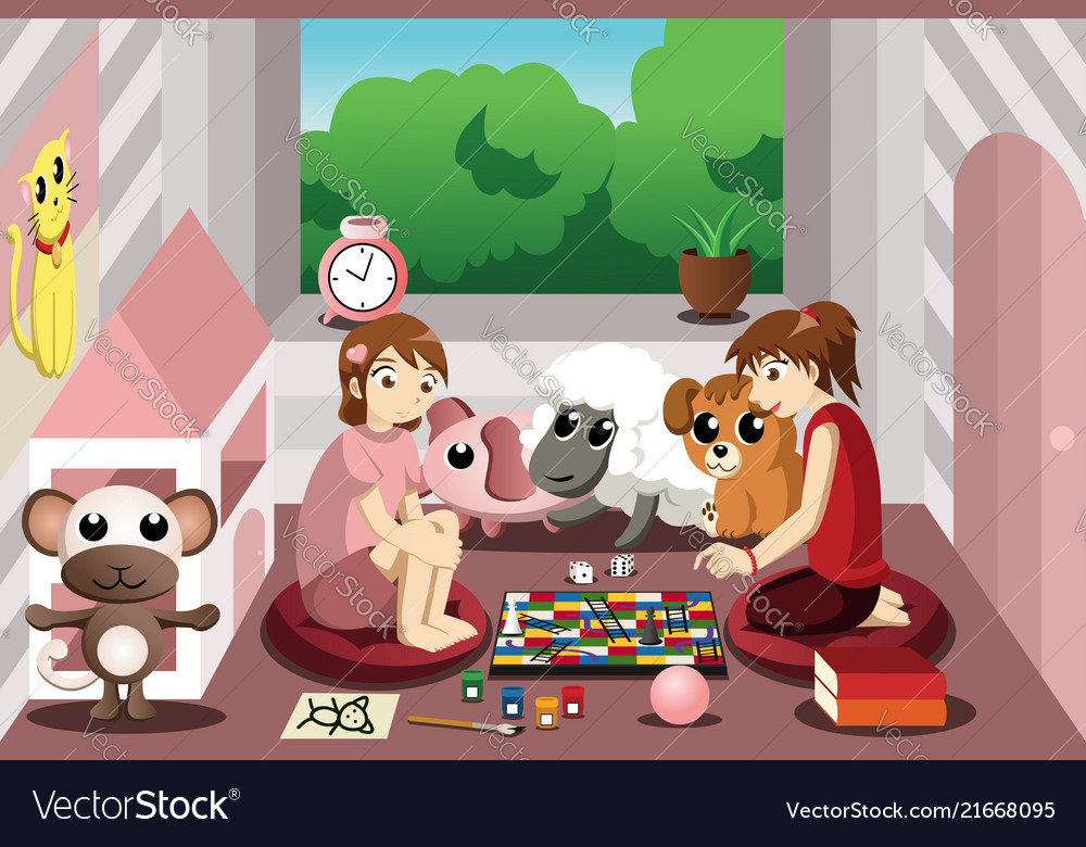 Kids Playing Inside A Tree House Royalty Free Vector Image