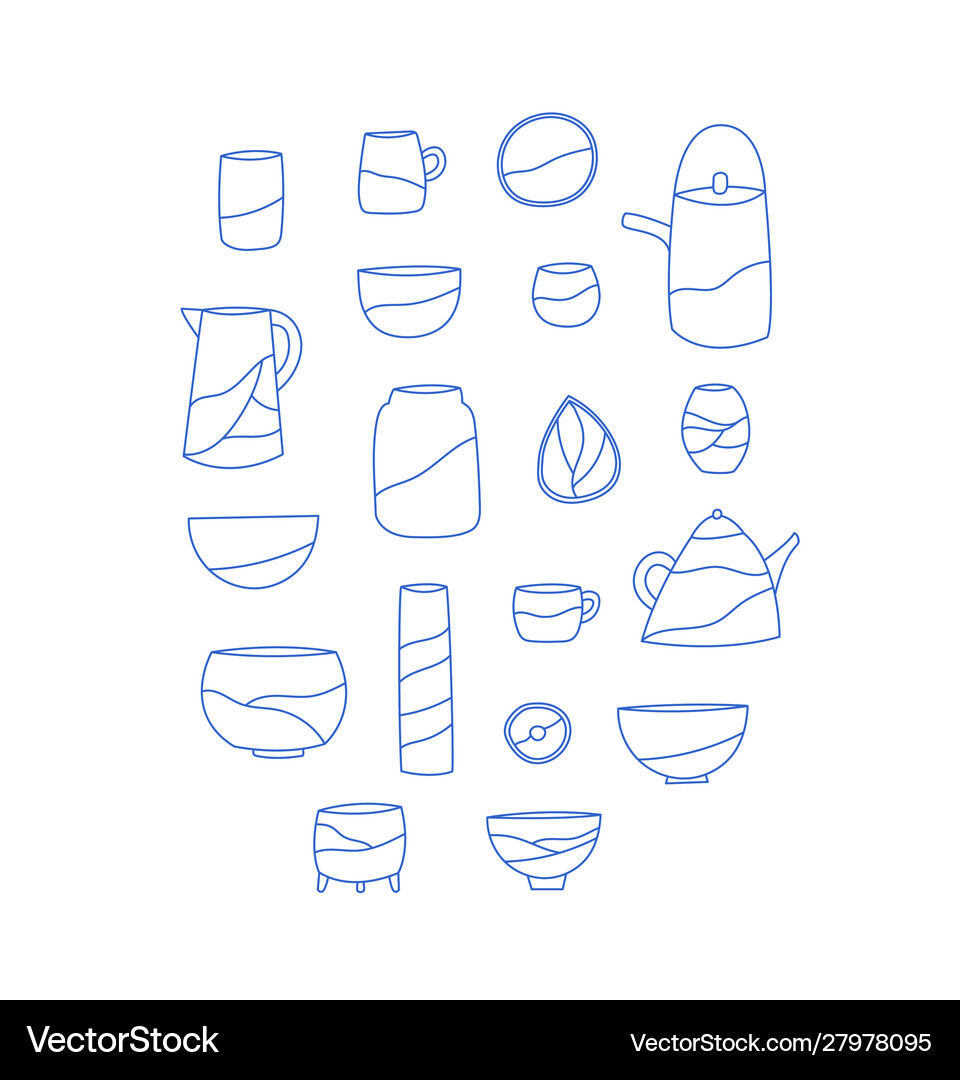 Modern Ceramic Crockery Set Royalty Free Vector Image