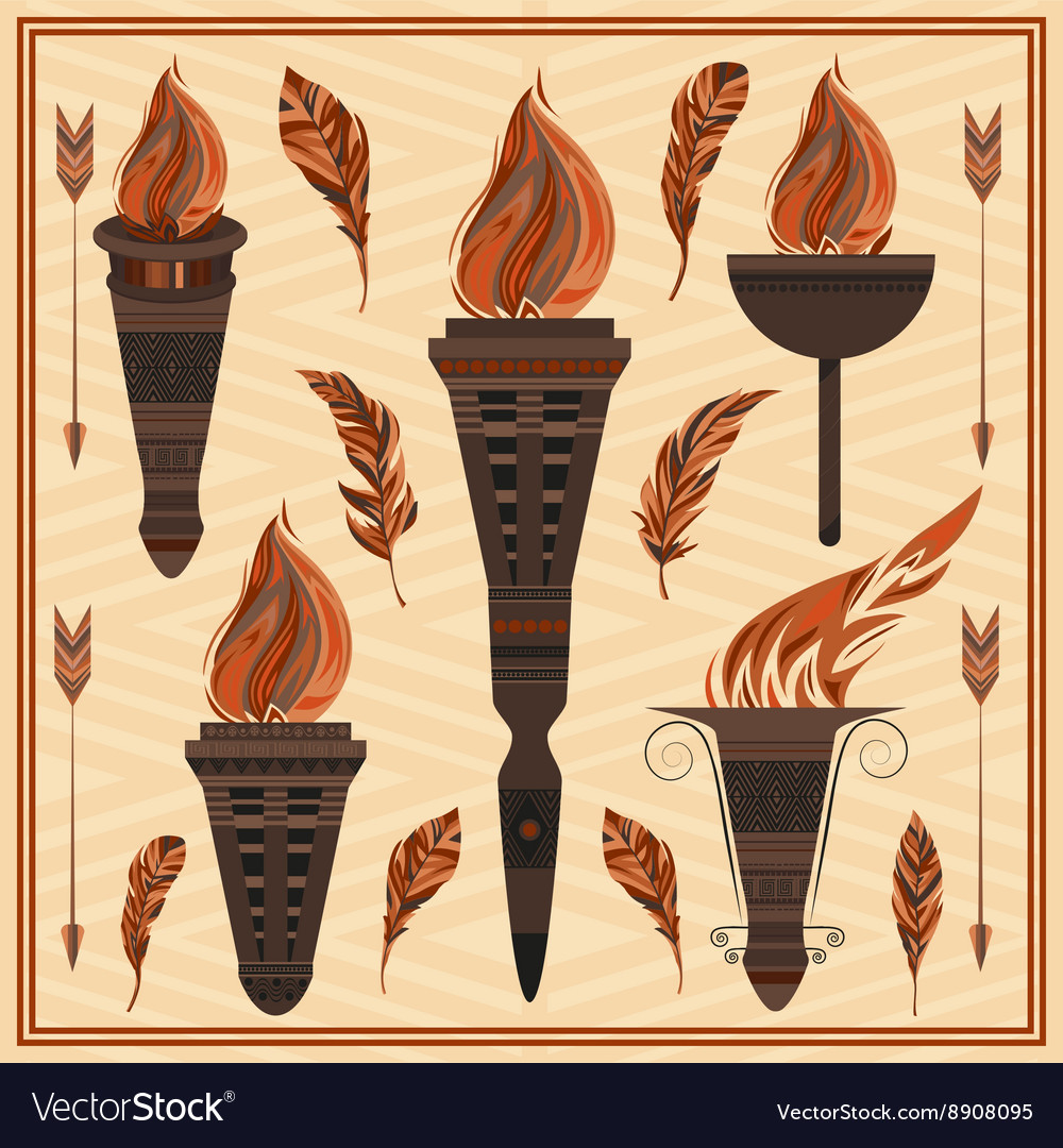 Ornament flaming torch ancient greece rome Vector Image