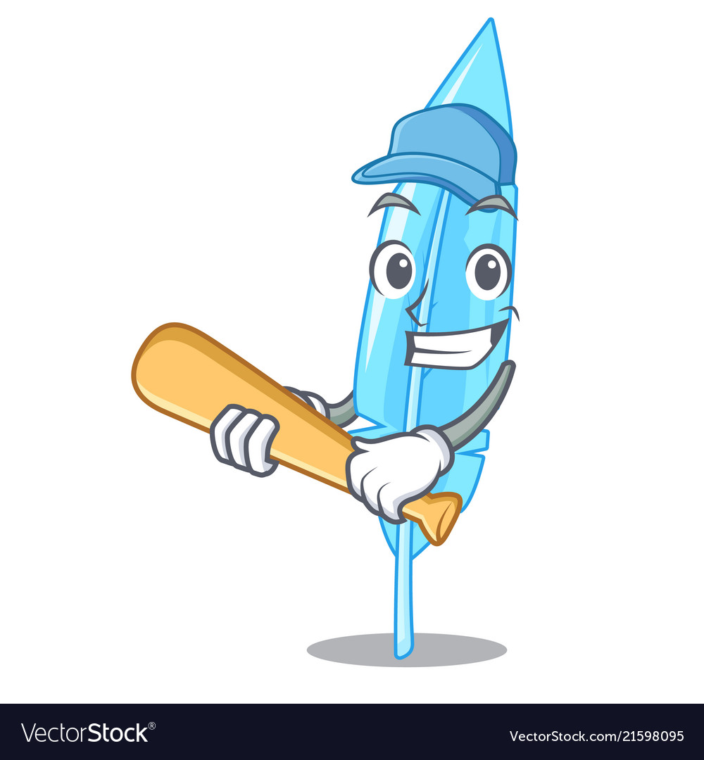 Playing baseball feather character cartoon style