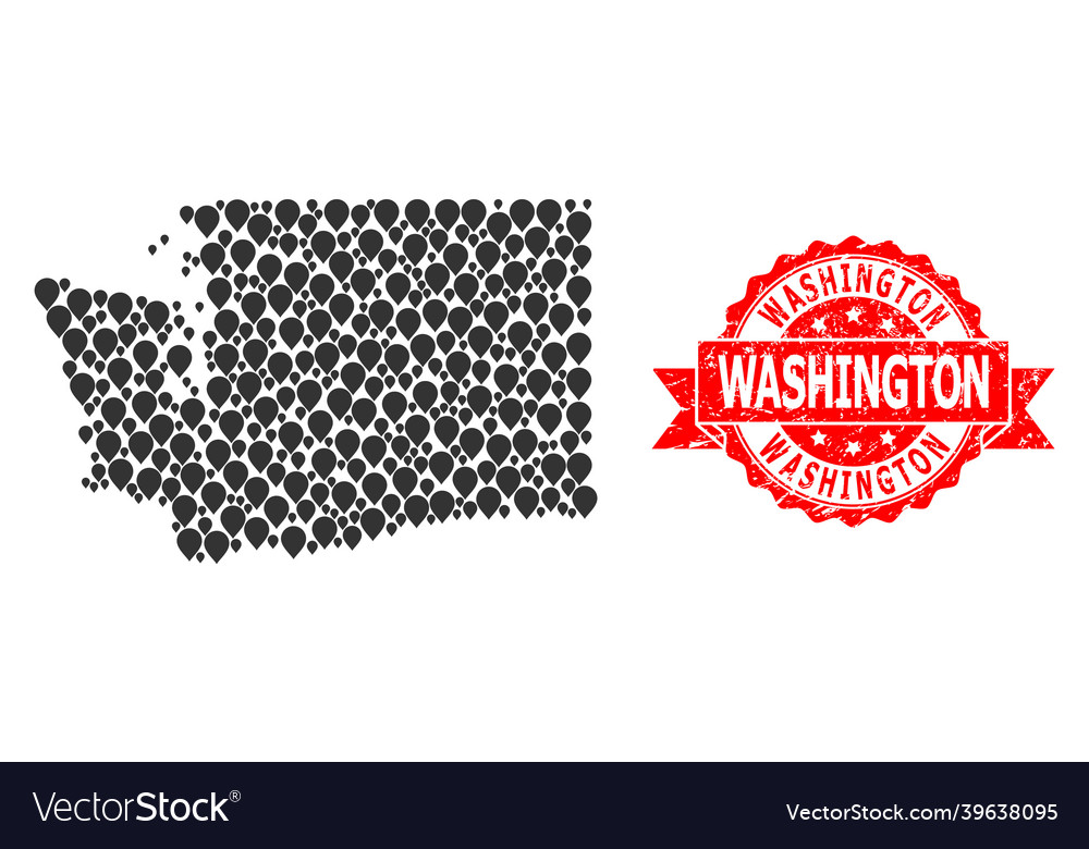 Rubber washington seal and pointer mosaic map