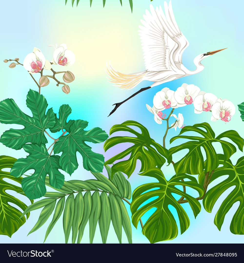 Seamless pattern background with tropical plants Vector Image Seamless pattern background with tropical plants