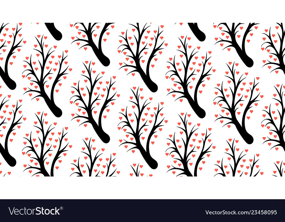 Seamless pattern with abstract heart tree
