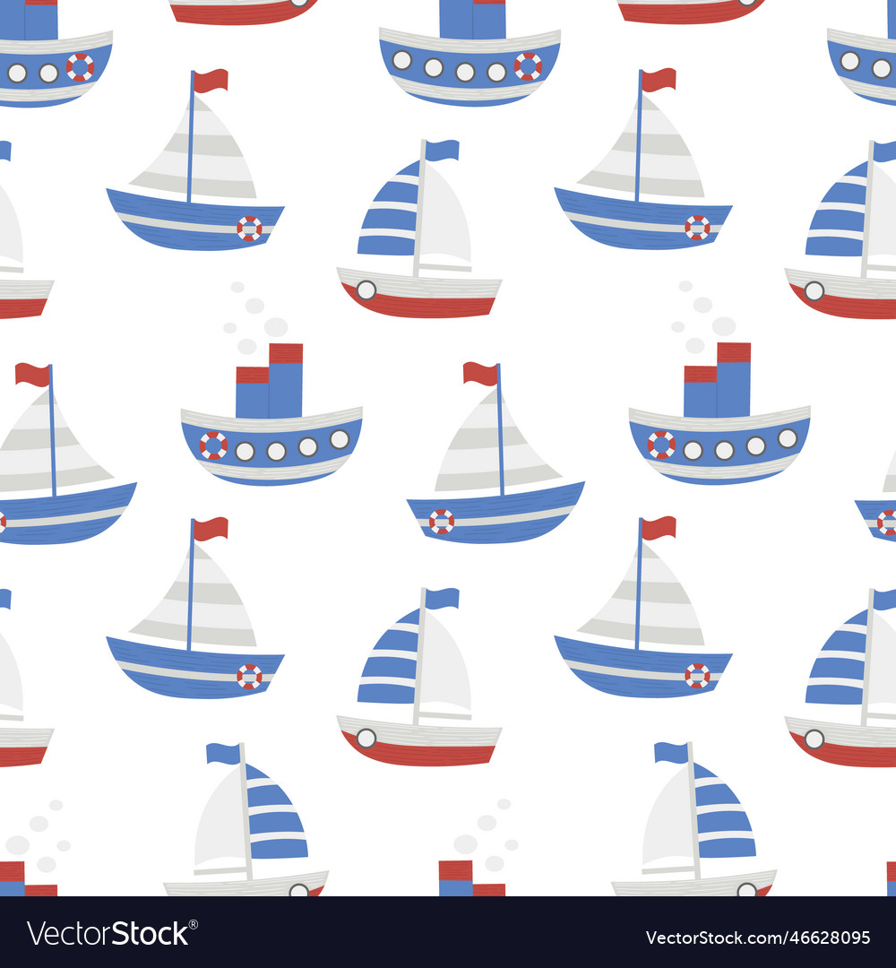 Seamless pattern with ships