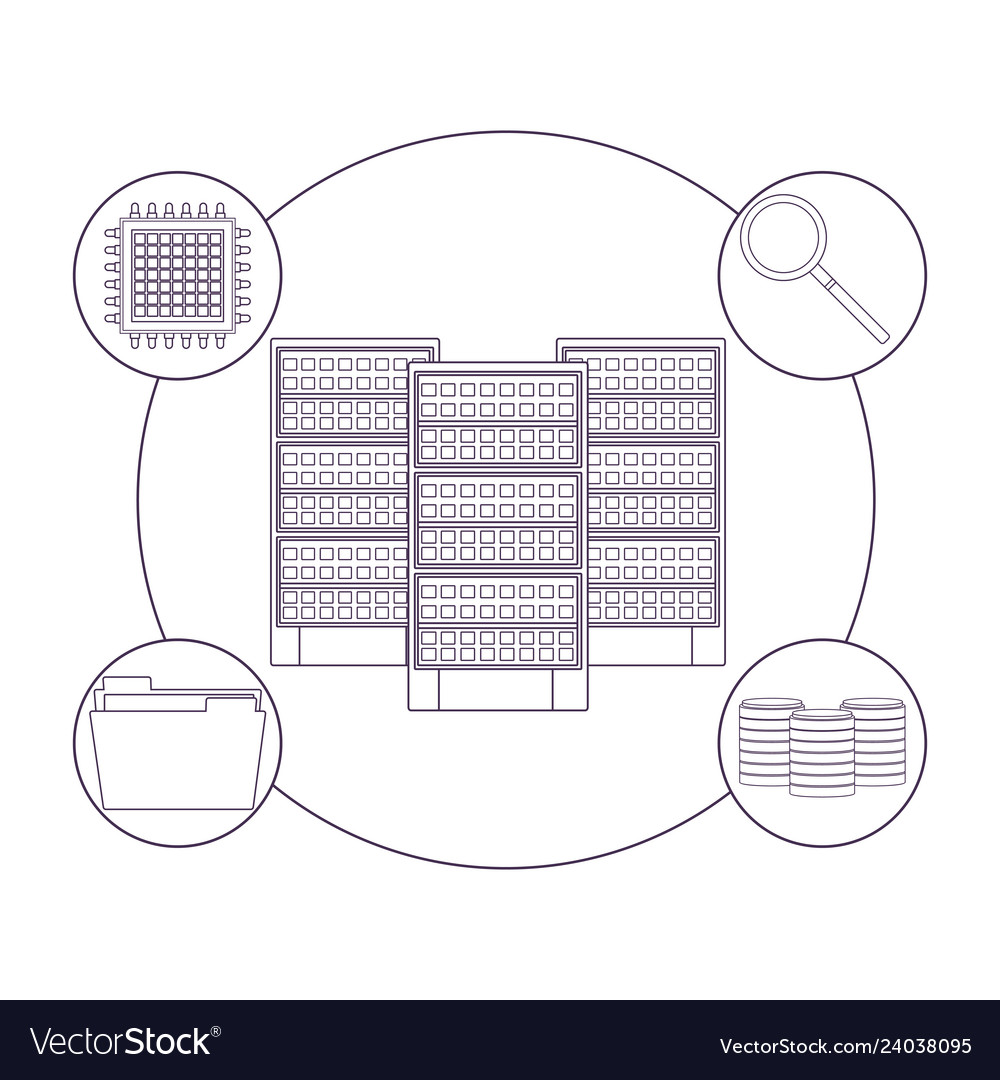 Server with informatic items vector image Server with informatic items