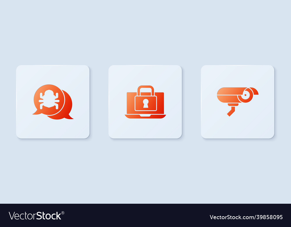 Set laptop and lock system bug security Vector Image Set laptop and lock system bug security