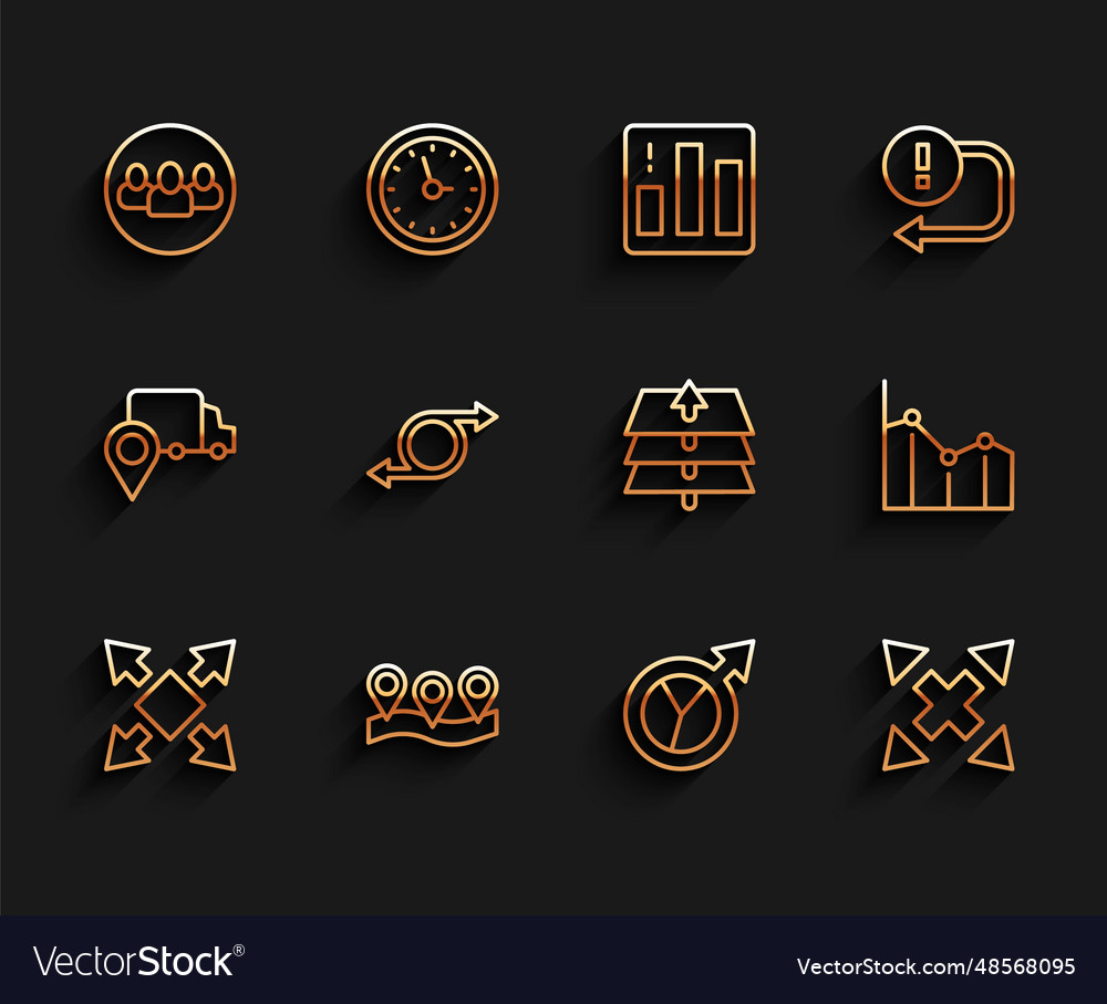 Set line many ways directional arrow location vector image Set line many ways directional arrow location