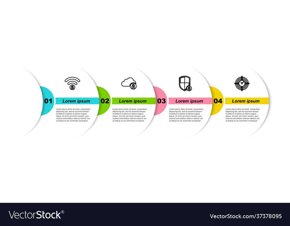 Set line wifi locked cloud computing shield vector image Set line wifi locked cloud computing shield