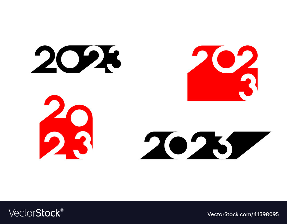Set von flachen Icons glücklich neues Jahr 2023 verschiedene