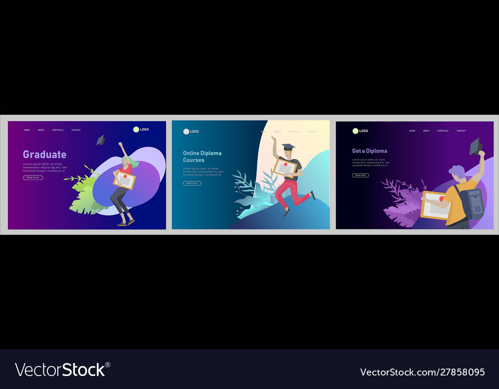 Set web page design templates with relaxed Vector Image Set web page design templates with relaxed