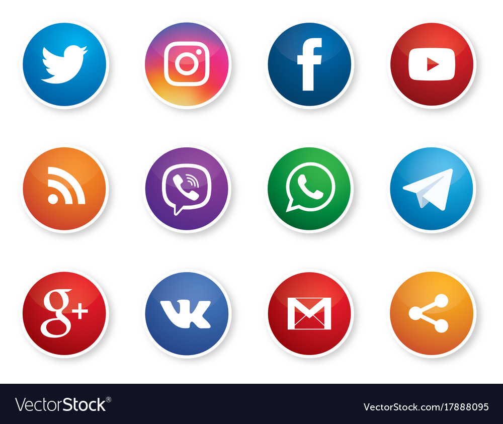 Download Social media icons set Royalty Free Vector Image