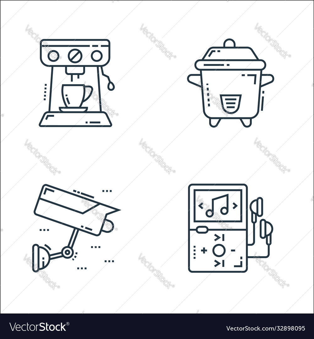 Technology devices line icons linear set quality