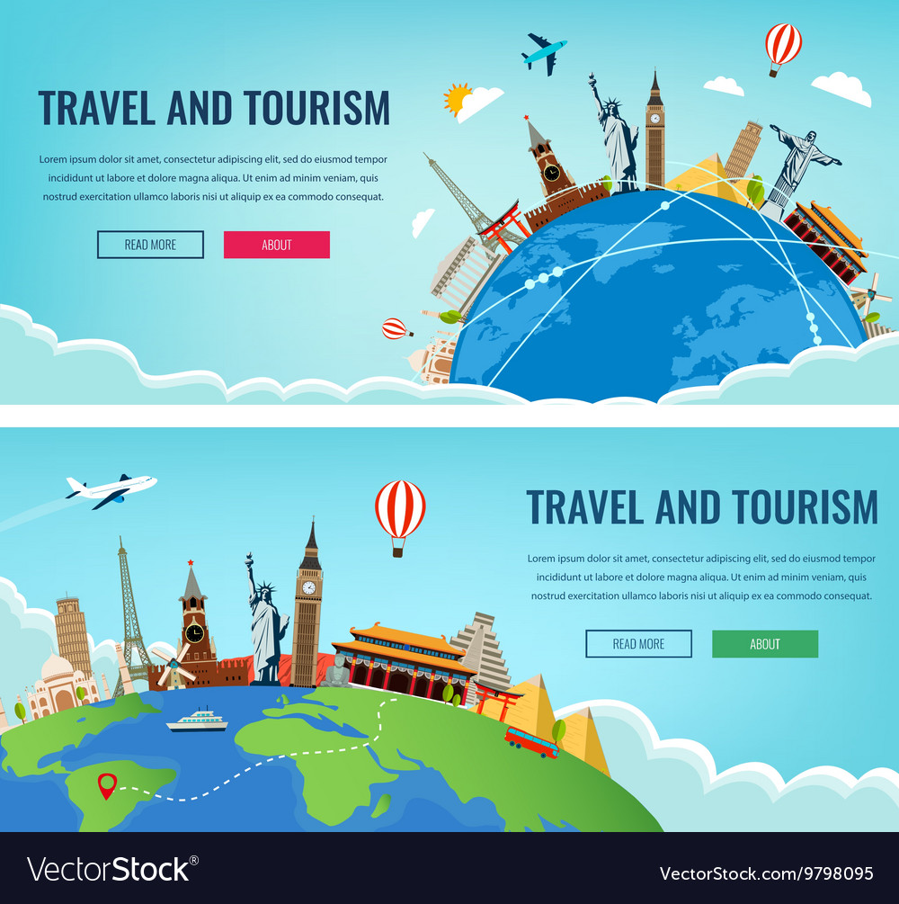 Travel composition with famous world landmarks Vector Image