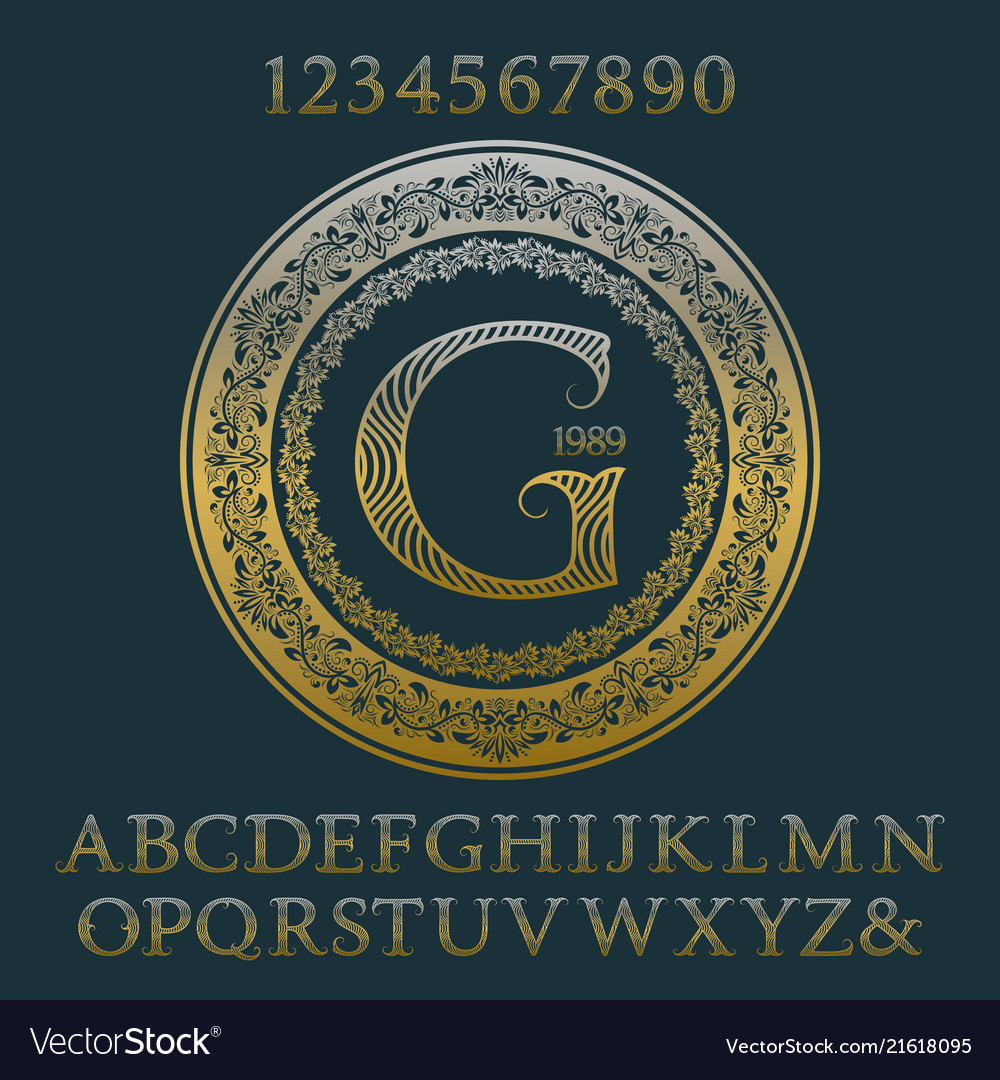Wavy patterned letters and numbers with monogram vector image Wavy patterned letters and numbers with monogram
