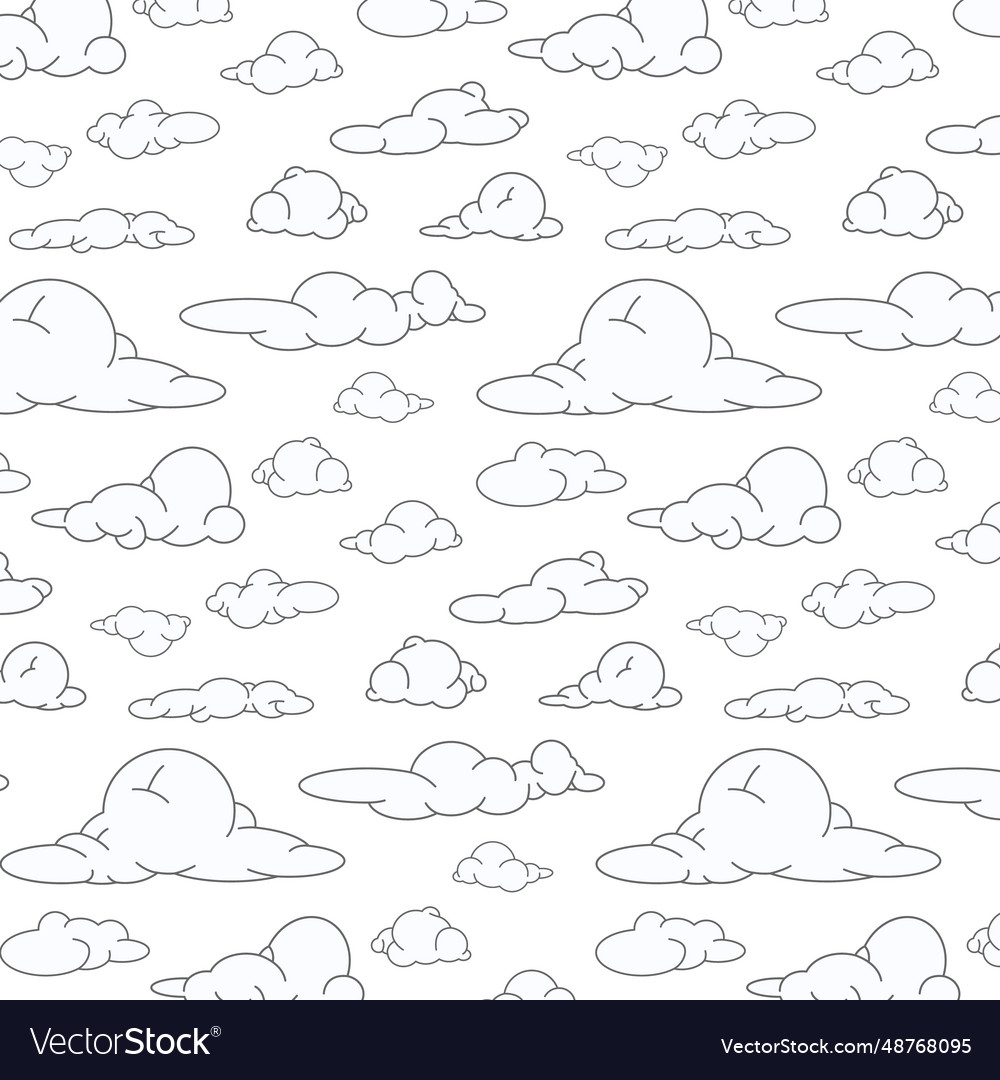 White clouds pattern with black line Vector Image White clouds pattern with black line