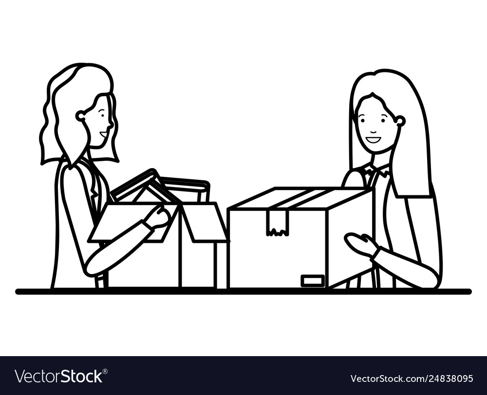 Young women with cardboard box avatar character Vector Image