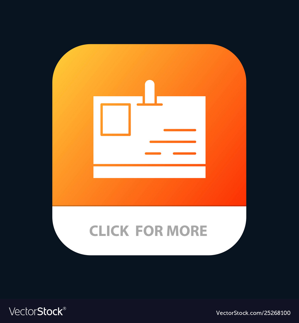 Card id identity pass mobile app button Royalty Free Vector