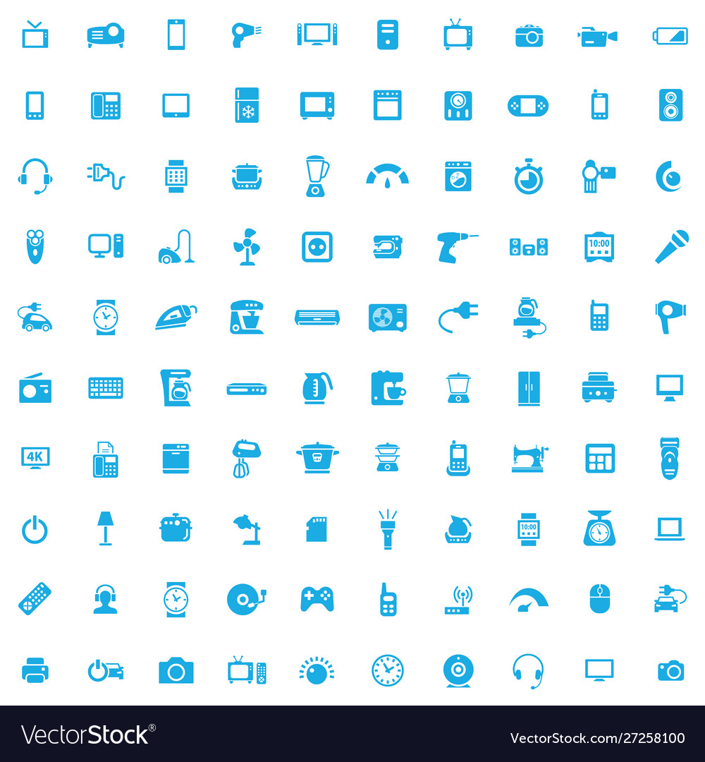 Electronics 100 icons universal set for web and ui